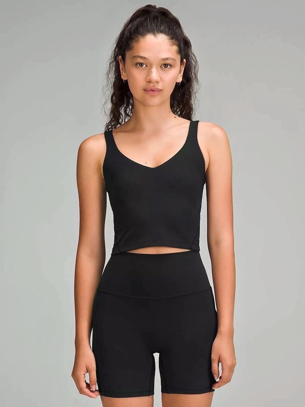 Lululemon Align Cropped Tank Top Black | Size 8 | Built-In Bra